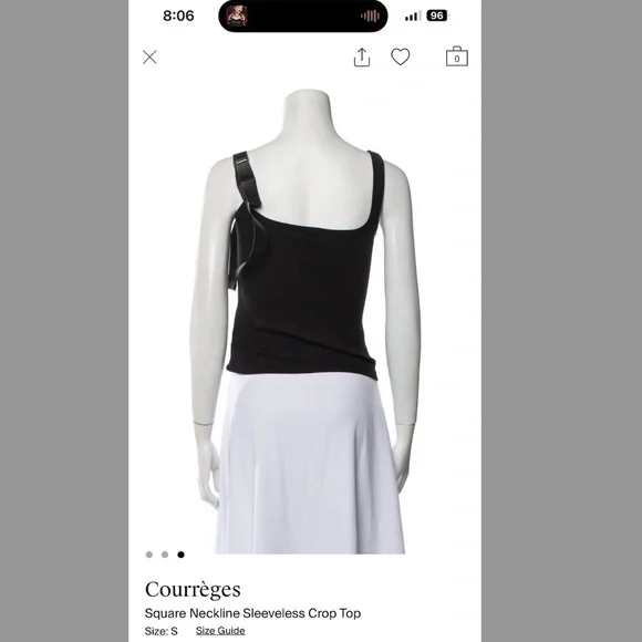 Courreges Leather Strap Tank Top Size S - Picture 3 of 10